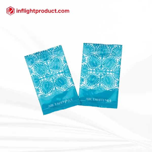 Customized airline wet tissues, airplane wet wipes for Air Tahiti Uni