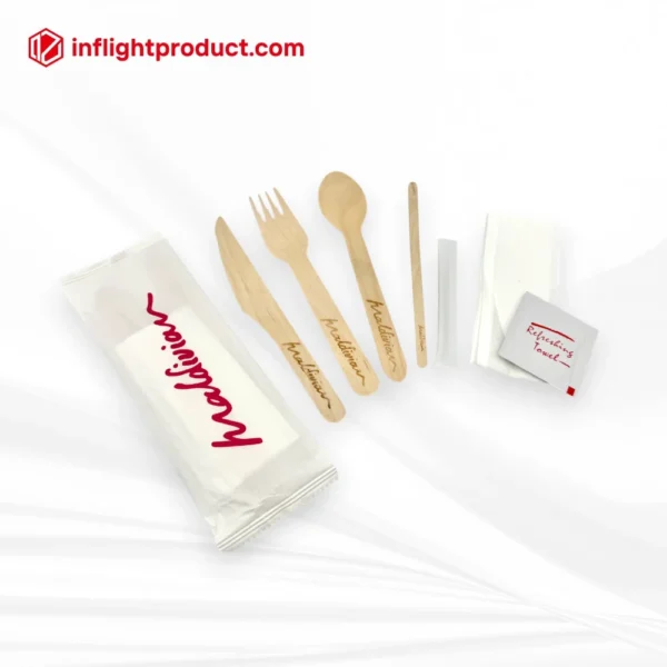 Biodegradable airline disposable wooden cutlery set