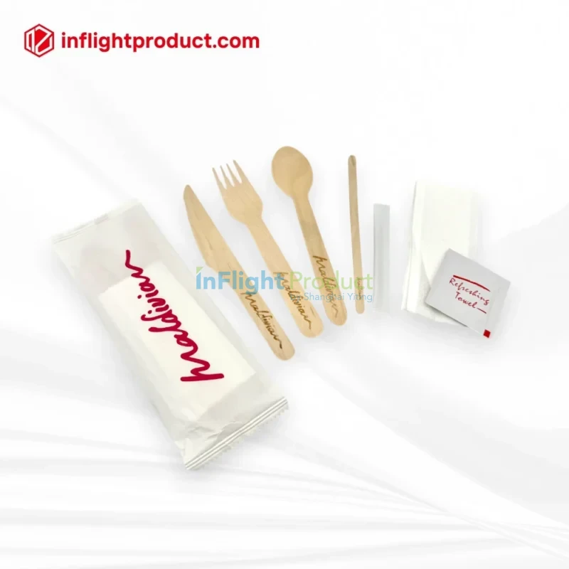 Biodegradable airline disposable wooden cutlery set
