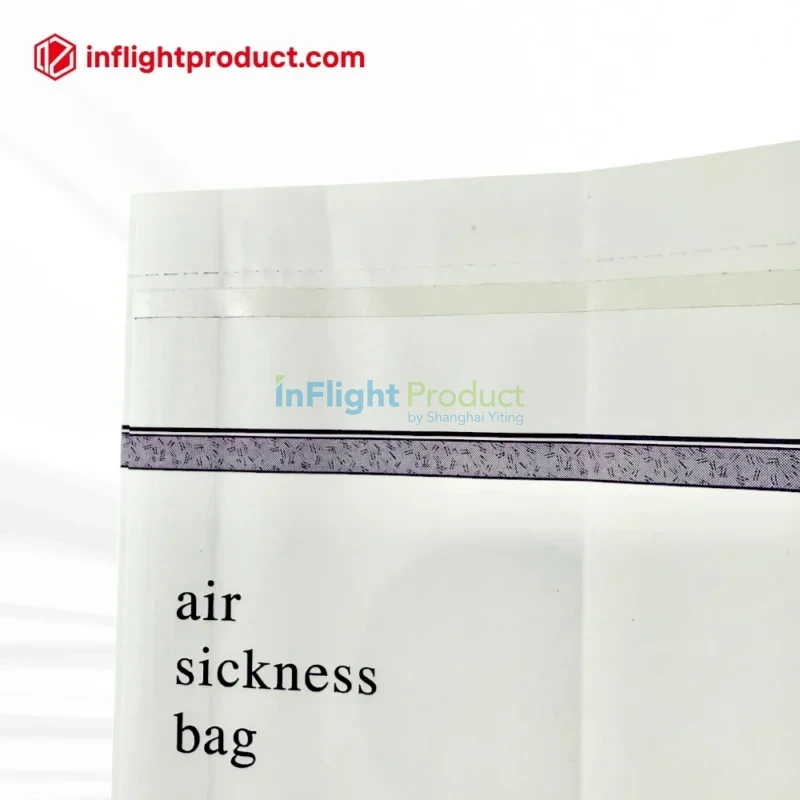 Airsickness bags with double-sided tap closure at back