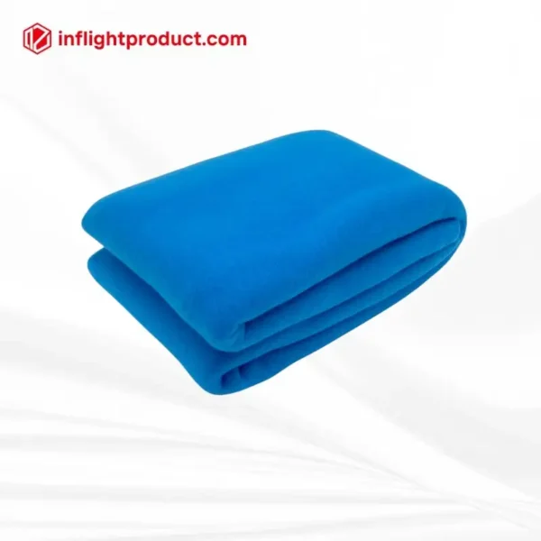 Disposable blue airline blankets made of polyester polar fleece material