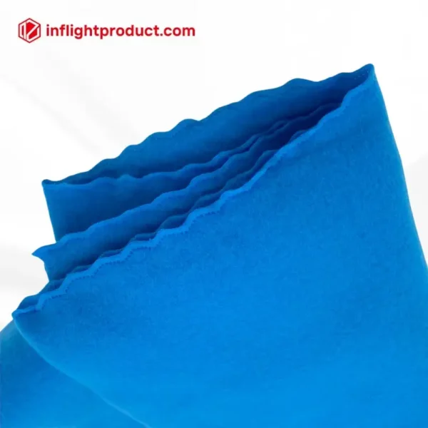 Disposable skyblue inflight blankets for premium EY passengers