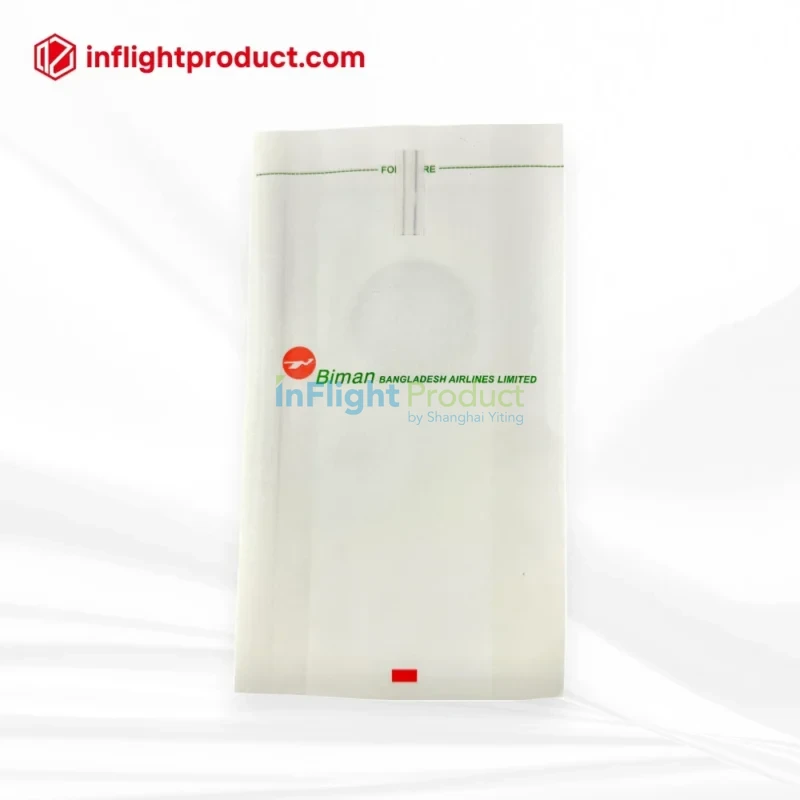 Disposable v bottom motion sickness bags with clip at back