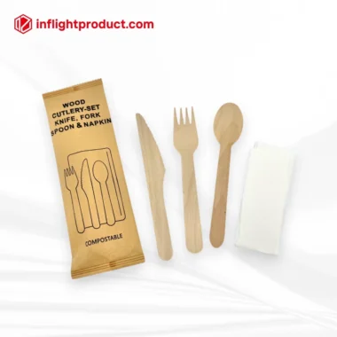 Airline biodegradable wooden cutlery set