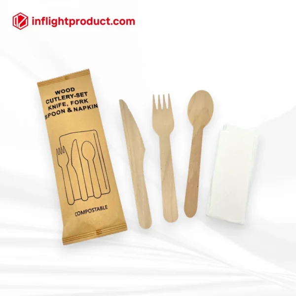 Airline biodegradable wooden cutlery set