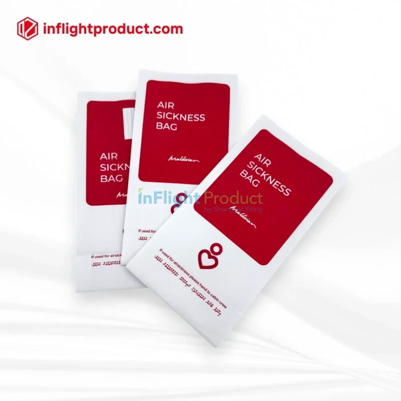 Maldivian Airlines sickness bags by Shanghai Yiting