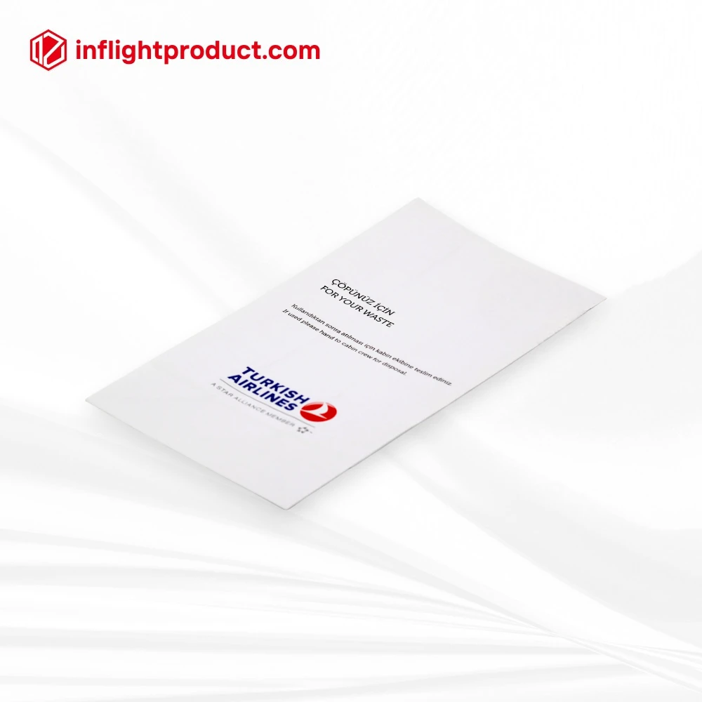 Air sickness bag manufacturer supplies Turkish Airlines vomit bags made of offset paper, which is also called as wood-free paper