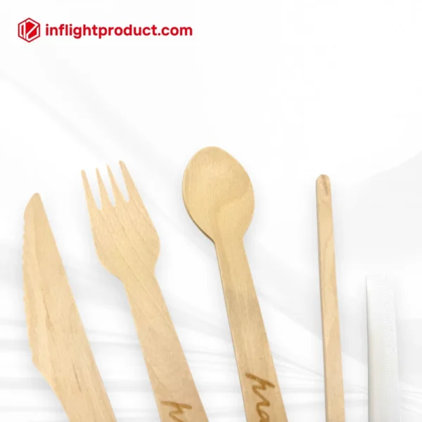 High quality wood airline cutlery set
