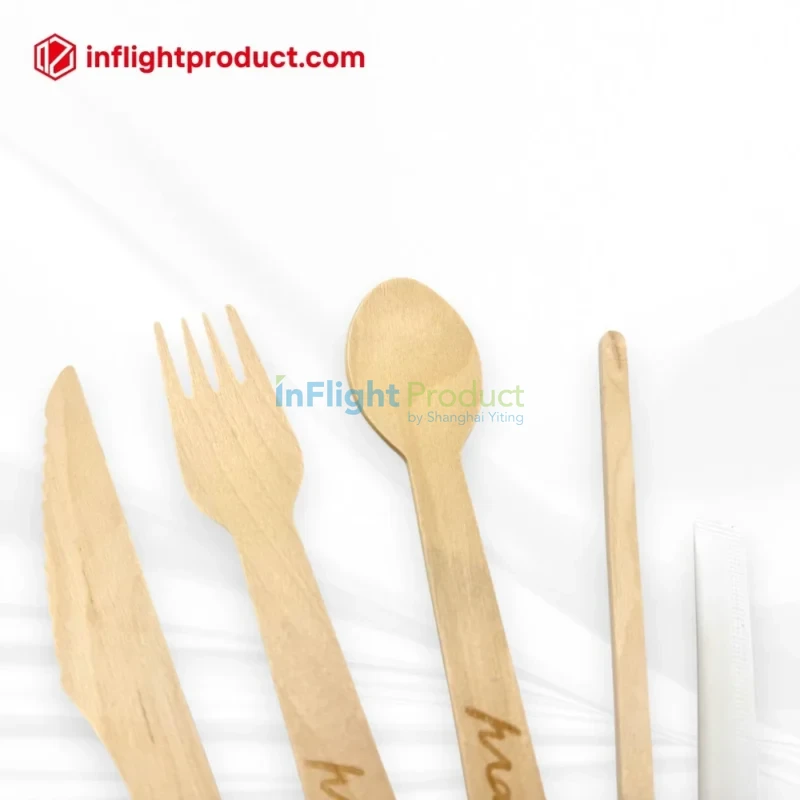 High quality wood airline cutlery set