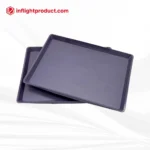 Airline meal tray with brushed surface for stylish onboard presentation
