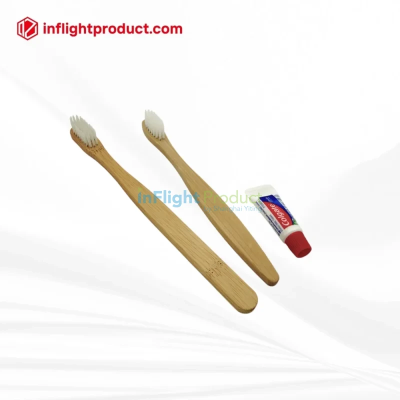 Bamboo short handle inflight toothbrush for amenity kit