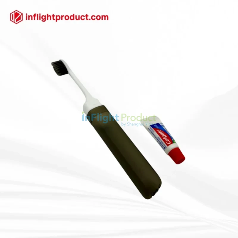 Foldable matte plastic inflight dental kit with toothpaste for business class