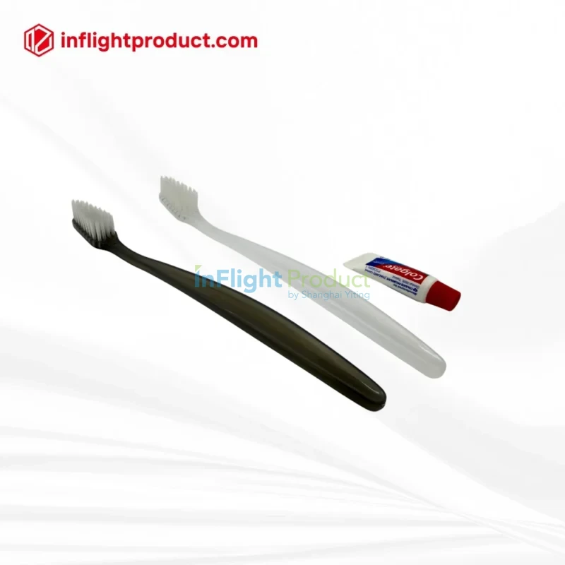Transparent airline toothbrush with colgate