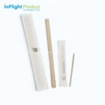 Individually wrapped wooden coffee stirrer and wooden toothpick packaging