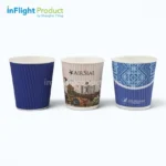 Custom printed 7 oz airline ripple wall paper cups for inflight beverage service