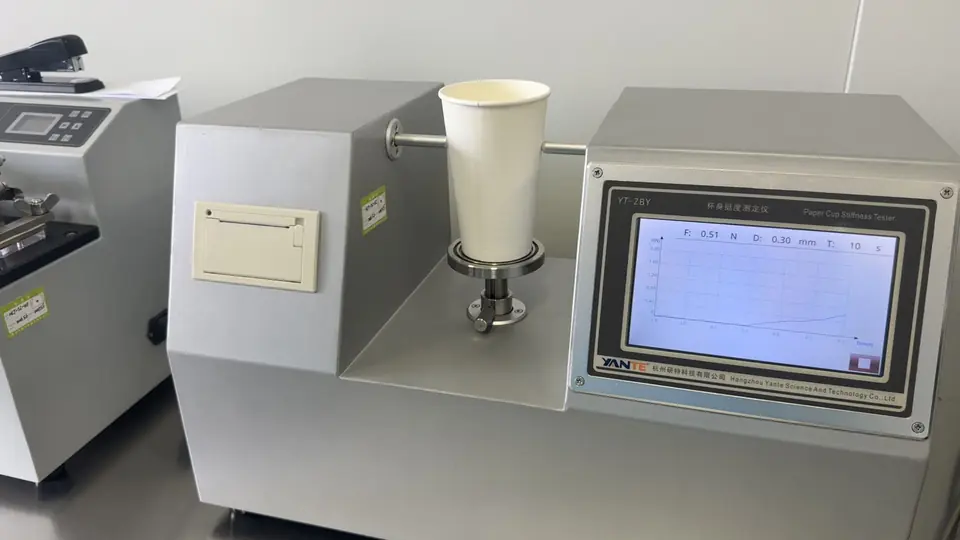 Disposable paper cup stiffness test
