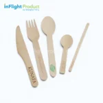 Disposable wooden cutlery pack with birchwood knife fork and spoon