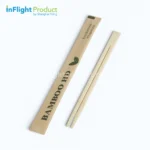 Individually wrapped bamboo chopsticks in a custom printed paper sleeve