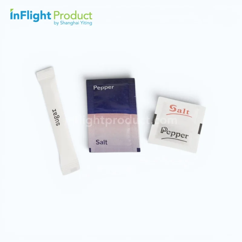 Salt and pepper sachets available for airline cutlery packs