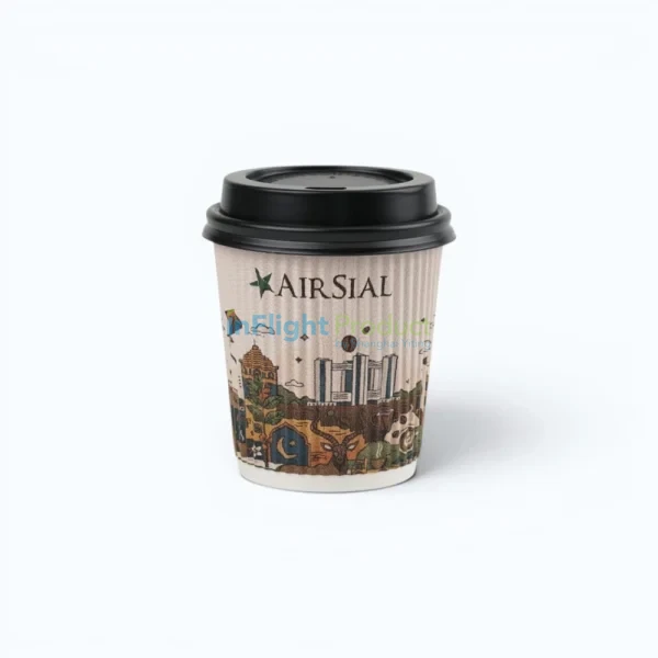 7 oz Air Sial airline ripple wall paper cup with black lid