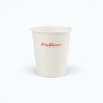 Custom printed 7 oz Maldivian airline single wall paper cup with slogan