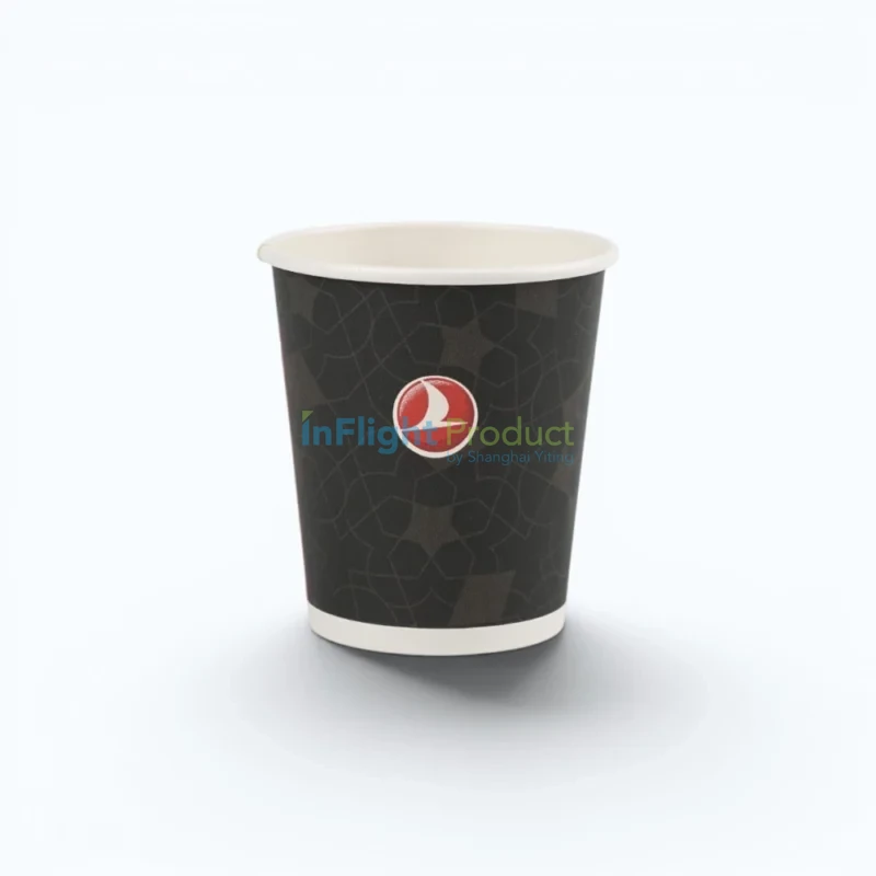 Custom printed 7 oz Turkish Airlines single wall paper cup for hot and cold drink